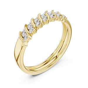 Anillo de Diamantes Cultivados en Laboratorio SERENITY WAVE, Oro Amarillo Sólido de 18 Quilates, Chapado en Rodio Minimalista, Corte Brillante, para Compromiso, Boda, Fiesta - Product Image 1