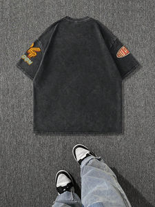 T-shirt tendance de haute qualité pour hommes, coupe oversize, manches courtes, streetwear, personnalisable, en coton épais, vente en gros OEM, grandes tailles - Product Image 2