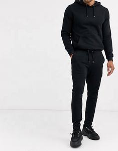 ชุดวอร์มไม่มีลายสำหรับผู้ชายชุดวอร์มสองชิ้นผ้าคอตตอนผ้าฟลีซ100% โลโก้แบบกำหนดเอง - Product Image 4