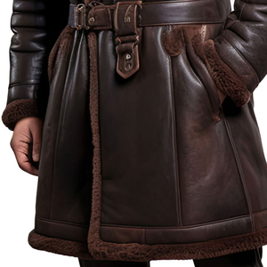 Elegante Abrigo de Cuero y Piel al por Mayor con Logotipo Personalizado, Proveedor de Ropa de Invierno, Abrigo de Cuero y Piel de Lujo para Hombre de Alta Calidad - Product Image 5