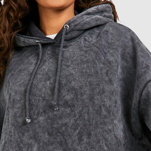 Dernières tendances : sweats à capuche en molleton de coton délavé pour femme, personnalisables pour la saison hivernale, avec impression personnalisée tricotée. - Product Image 6
