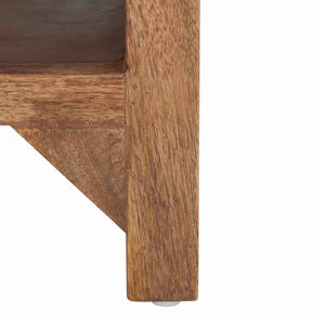 Mesa de Centro de Madera de Mango Sólida con Estante, 36 Pulgadas, Acabado Marrón Rústico, Mesa de Sofá con Tallado Geométrico para Sala de Estar - Product Image 6