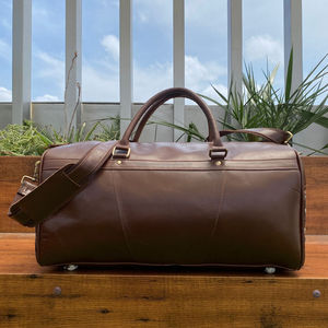 Brand New Hand Tooled Cowhide Leather Checkered Pattern Travel Weekender Overnight Duffel <b>Bags</b> Sport Duffle <b>Bags</b> <b>for</b> <b>Men</b> & Women - Product Image 5