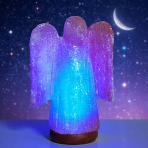 Lámpara de Sal Rosa del Himalaya Natural, Figura de Ángel Hecha a Mano, Luz Nocturna Purificadora de Aire, Energía Curativa, Decoración para el Hogar y Spa - Product Image 1