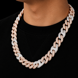 18K Rose Gold Plated Moissanite Cuban Link Chain <b>Statement</b> <b>Necklace</b> Micro Pave Round Brilliant Cut Unisex Luxury Fashion Jewelry - Product Image 6