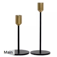 Juego de Portavelas Cónicos de Metal Minimalistas Modernos al por Mayor, Portavelas de Barra Negra con Copa de Latón, Decoración para el Hogar, Centro de Mesa para Bodas - Product Image 3