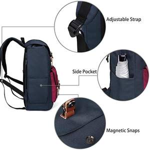 Mochila escolar de lona estilo retro con cordón y cierre magnético, correas de hombro acolchadas en forma de S, mochila para estudiantes - Product Image 6