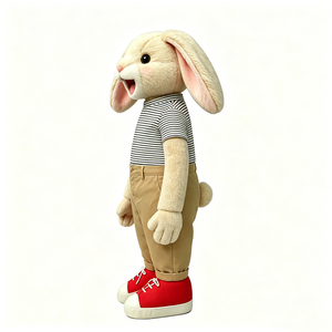 Marioneta de conejo de cuerpo completo, marioneta de conejo ventrilógico, marioneta de conejo suave, juguete de peluche de conejo beige para niños - Product Image 3