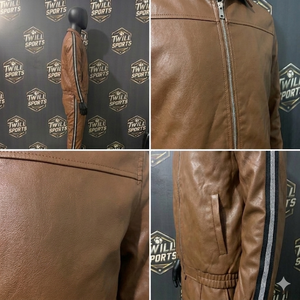 Survêtement en cuir PU de haute qualité, style décontracté, à manches longues, demi-zip, couleur unie, réversible, avec poches latérales - Product Image 6
