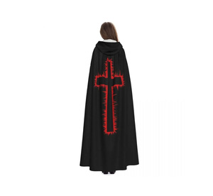 Manto Ceremonial de los Caballeros Templarios Ingleses, Poliéster Negro con Diseño de Cruz Roja - Product Image 3