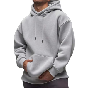 Sudadera con Capucha de Invierno para Hombre de Buena Calidad, Color Gris, Corte Holgado, Manga Larga, Resistente al Viento, con Bolsillo Tipo Canguro - Product Image 1