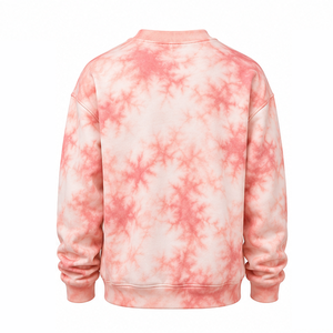 Sweat-shirt en coton bouclé à col rond avec bord côtelé, motif tie-dye marbré, fabrication OEM, vêtements confortables et décontractés - Product Image 2