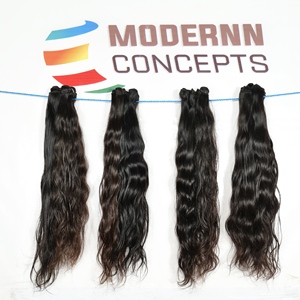 Extensiones de Cabello 100% Remy Virgen Indio con Onda Natural, Tejido a Máquina, Doble Trama, Cutícula Alineada, Paquetes de Cabello Humano de Templo - Product Image 5