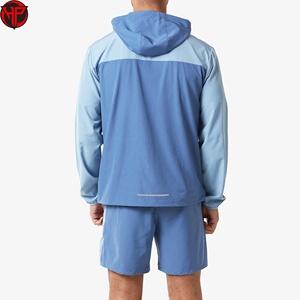 Wholesale Custom <b>Mens</b> Color Block Patchwork Windbreaker Polyester Nylon Tracksuit <b>Mens</b> <b>Track</b> Zip up <b>Jacket</b> and Shorts Set - Product Image 5