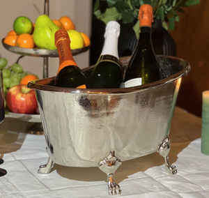 Baignoire sur pieds en aluminium moulé sur mesure, bac à glace de luxe en métal poli, refroidisseur de bouteilles de vin, fournitures de vaisselle pour événements - Product Image 1