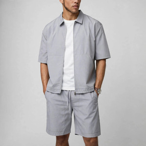 Wholesale Summer Men's Casual Shorts <b>Set</b> Plain Color Solid 100% Cotton Jersey Quick Dry Knitted Pocket Customized Logo <b>Twin</b> <b>Set</b> - Product Image 1