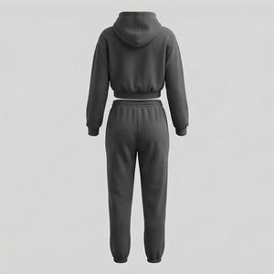 Women's Gray <b>Butterfly</b> Print Hooded Tracksuit Set Casual Loose Fit Full <b>Sleeve</b> Sweatshirt and Pants Autumn Wear - Product Image 2
