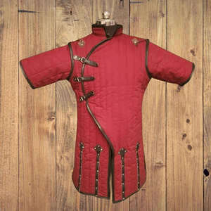 Medieval Red Cotton Canvas Quilted Gambeson Coat Doublet For Cosplay Reenactment Wear Heavy Protective <b>Jacket</b> - Product Image 1