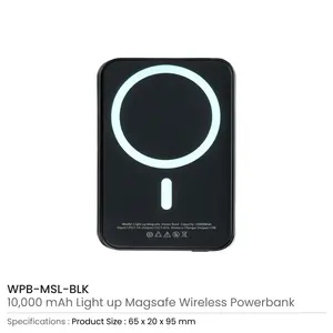 Batterie externe sans fil 15W à charge rapide pour MagSafe, 10K mAh, avec logo lumineux, entrée Type-C, en plastique, batterie Li-Polymère - Product Image 6