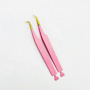 Pinzas para Pestañas DANTRIC IMPLANTS DH-864 Rosadas con Puntas Doradas, Acero Inoxidable Duradero, Punta Suave, 10 mm de Longitud, para Uso en Cejas - Product Image 2