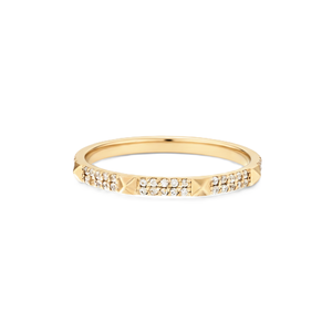Nouveautés Minimalistes : Bague de Promesse en Or Massif 9K 10K 14K 18K avec Double Rangée de Diamants de Laboratoire Brillants et Clous Décoratifs - Product Image 4