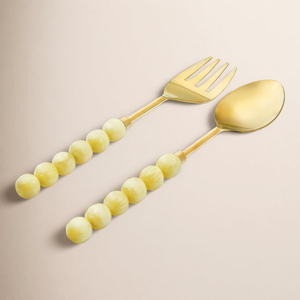 Ensemble de fourchettes et cuillères à salade écologiques en résine colorée avec manche en métal doré, ustensiles de service mignons pour fêtes FAIZA CRAFT - Product Image 3