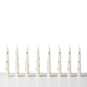Tapered White <b>Paraffin</b> Wax Candles Gold Heart Motifs Silver Candle Holders Smokeless Handmade Customized Fragrance Valentine'S - Product Image 3