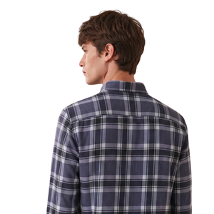 Camisa de Franela a Cuadros Azul Marino Personalizada para Hombre, Manga Larga, con Botones, Estilo Casual, Tela Suave Cepillada, Ropa de Calle para Exteriores - Product Image 4