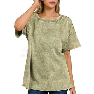 เสื้อยืดสไตล์คลาสสิกแบบใหม่สำหรับผู้หญิง ลายฟอกสี ตะเข็บทนทาน เสื้อยืดฟอกสีสำหรับผู้หญิง เนื้อผ้านุ่ม สวมใส่สบายๆ - Product Image 2