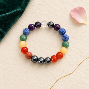 Bracelet Cercle 7 Chakras en Pierres Naturelles Polies, Bijou Extensible Perlé, Bracelet de Bras en Cristal pour Méditation, Yoga et Inspiration - Product Image 4
