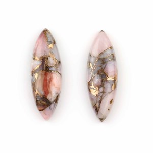 Beautiful Natural Pink <b>Opal</b> Copper 10x30mm Long Marquise Flat Back Calibrated Cabochon Loose Gemstone for DIY Jewelry Making - Product Image 1