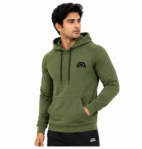 Sweat à capuche rose imperméable 100 % coton coupe classique pour homme avec logo personnalisé sur le devant, poche en polaire, décontracté, pour la gym, vêtement de sport d'hiver 370g - Product Image 3