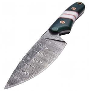Outil utilitaire extérieur en acier Damas artisanal personnalisé avec manche en Micarta vert et os - Product Image 5