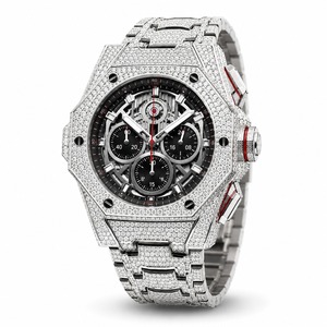 Luxury Men's Stainless Steel Diamond <b>Chronograph</b> Watch Analog Mechanical Polygon Case Bracelet - Product Image 6