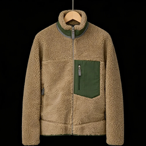 Chaqueta polar para hombre al por mayor con cremallera frontal, logotipo personalizado, bolsillos con cremallera, ropa casual de invierno impermeable - Product Image 3
