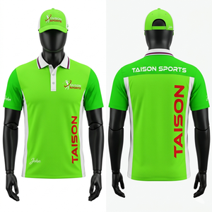 Polo de golf pour homme en polyester tricoté 185 GSM, respirant et doux, vert, avec empiècements latéraux contrastants, broderie personnalisée, thermocollée - Product Image 6