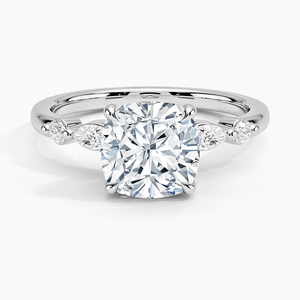 BOJ Ring 0147 <b>Cushion</b> Cut 925 Silver Marquise and <b>Round</b> Prong Setting Solitaire Diamond Ring 2ct D Color VVS1 Moissanite GRA - Product Image 1