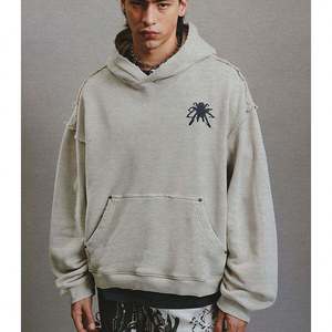 Sweat à capuche d'hiver 100 % coton OEM 2025 pour homme, avec logo personnalisé, motif lettres, impression numérique surdimensionnée, haute qualité - Product Image 1