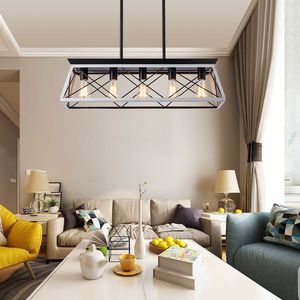 Lampadario Industriale Moderno da 32 Pollici Bianco e Nero a 5 Luci con Gabbia Metallica Regolabile - W134065438/L1001 - Product Image 4