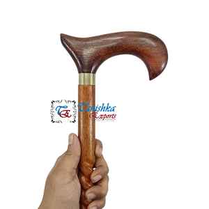 Tanishka Export High Quality Handmade Art Deco Wooden T-Shape Handle Adjustable 2-Fold Brown <b>Walking</b> <b>Stick</b> 90cm - Product Image 3
