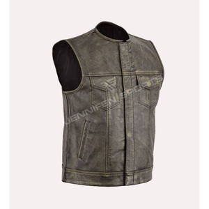 Gilet de moto d'hiver décontracté et respirant pour homme en cuir véritable de qualité supérieure, design antique, vêtement d'extérieur pour motard - Product Image 1