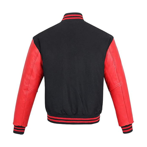 Veste universitaire en mélange de laine avec manches en cuir, patch en chenille brodé, manteau streetwear d'hiver personnalisé - Product Image 2