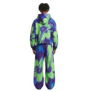 Ensembles de survêtements à capuche unisexe en tissu éponge respirant, coupe ample et oversize, pour jeunes, style athleisure, avec motif éclat de couleurs prismatiques - Product Image 2