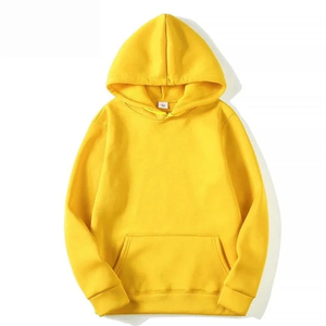 เสื้อฮู้ดสีเหลืองแบบยูนิเซ็กส์ ทรงปกติ สีพื้น ผ้าถักลำลอง มีกระเป๋า เหมาะสำหรับใส่ในฤดูใบไม้ร่วง - Product Image 1