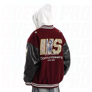 เสื้อแจ็คเก็ตวาร์ซิตี้ผู้ชายสไตล์วินเทจ เสื้อแจ็คเก็ตเบสบอลแบบ Letterman ติดกระดุม สีสันตัดกัน สไตล์บอมเบอร์ สตรีทแวร์ลำลอง สไตล์วิทยาลัย ย้อนยุค สปอร์ต - Product Image 3