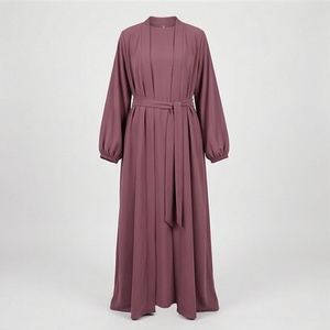 2025 OEM Kimono Abaya pour femmes musulmanes, en tissu polyester épais, doux et très extensible, col en V, manches longues, pour fêtes, Ramadan, mariages - Product Image 1