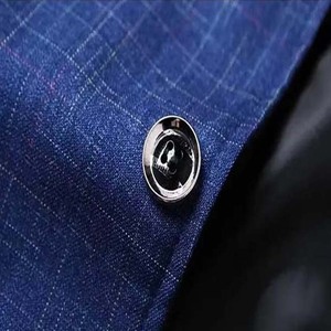 Blazer bleu à carreaux pour homme, simple boutonnage, col cranté, anti-plis, en polyester, style britannique, longueur standard - Product Image 4