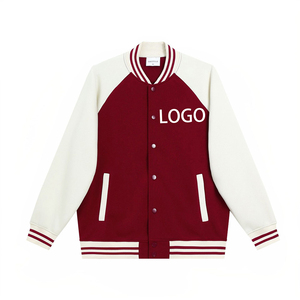 เสื้อแจ็คเก็ตวาร์ซิตี้สีกรมท่าขาวสำหรับผู้ชาย สไตล์พรีปปี้ เสื้อโค้ทเบสบอลทรงปกติ ปกเสื้อพับลง กระดุมแถวเดียว ผ้าโพลีเอสเตอร์ - Product Image 4