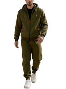 Hooded 100% Cotton Terry Knitted 300g Solid Two-Piece Winter Streetwear Men's Tracksuit Set Stylish Comfortable Long Sleeve - Product Image 2
