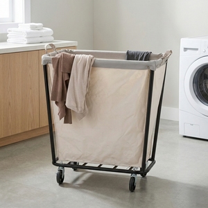 Modern <b>Canvas</b> Laundry Cart with Wheels Large Capacity Household Use Home storage - Product Image 2